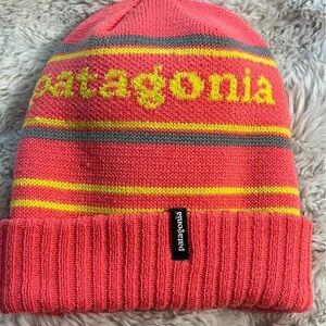 Patagonia Pink and Yellow Knit Beanie
